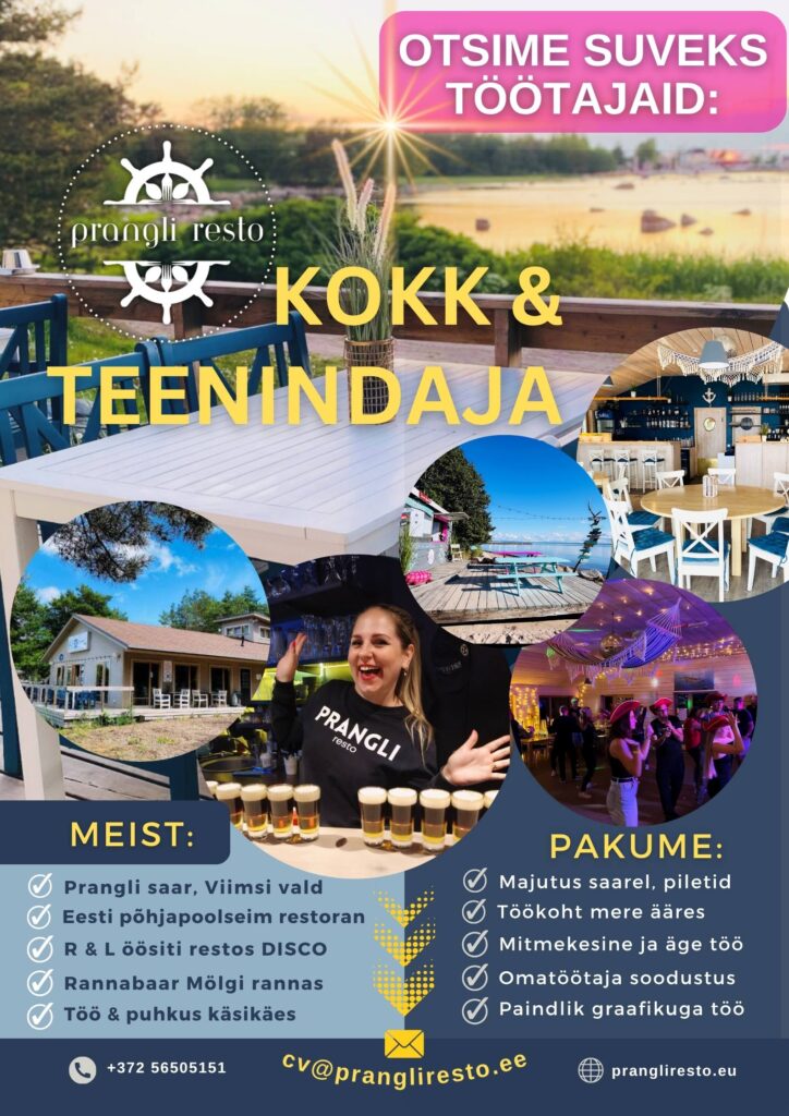 Prangliresto töökuulutus 2026 tööpakkumine